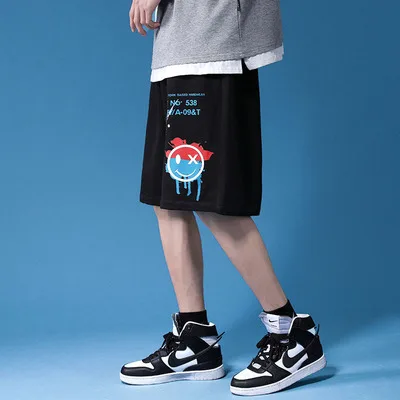

Shorts Summer Influx Of Men And Men's Outer Wear Thin Casual Trend Loose Large Size Painted Smile Sport Shorts