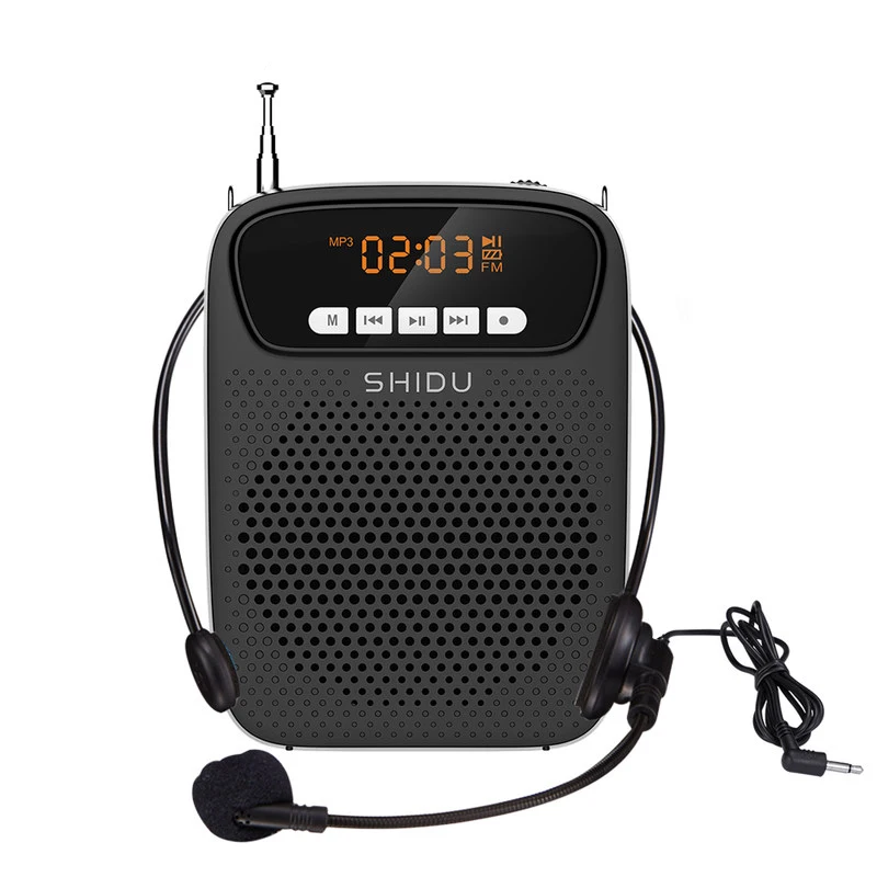 Caixa de Som Amplificada com Fio Bluetooth para Professores Shidu Portátil Microfone Rádio Aux Áudio Gravação Alto-falante Instrutor S278 15w fm