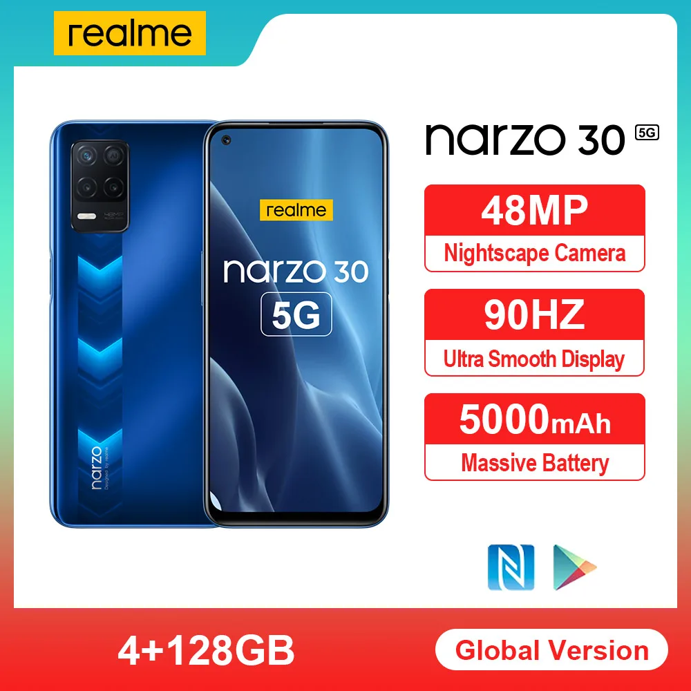 （скидка ₽1500 Code：RADUET1500）(-₽1000 Code Code: RADUET1000 ) Смартфон Realme Narzo 30 телефон восемь ядер