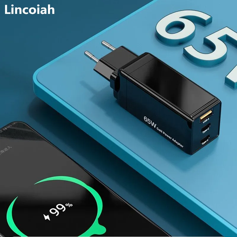 Lincoiah GAN 65 Вт USB C зарядное устройство Quick Charge 4 0 3 QC4.0 QC PD3.0 PD USB-C Type быстрое для Macbook Pro