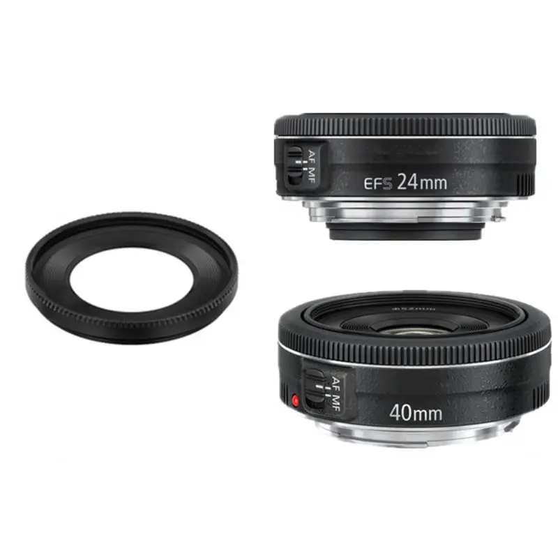 

2020 New ES52 ES-52 Metal camera Lens Hood cover for C-anon EF 40mm f/2.8 STM EF-S 24mm f/2.8 STM Black Universal High Quality