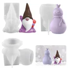 Новая зеркальная силиконовая форма в виде Санта-Клауса, снеговика для украшения рабочего стола ручной работы, силиконовая форма для ароматерапии в виде свечи из гипса и эпоксидной смолы, 2 шт.