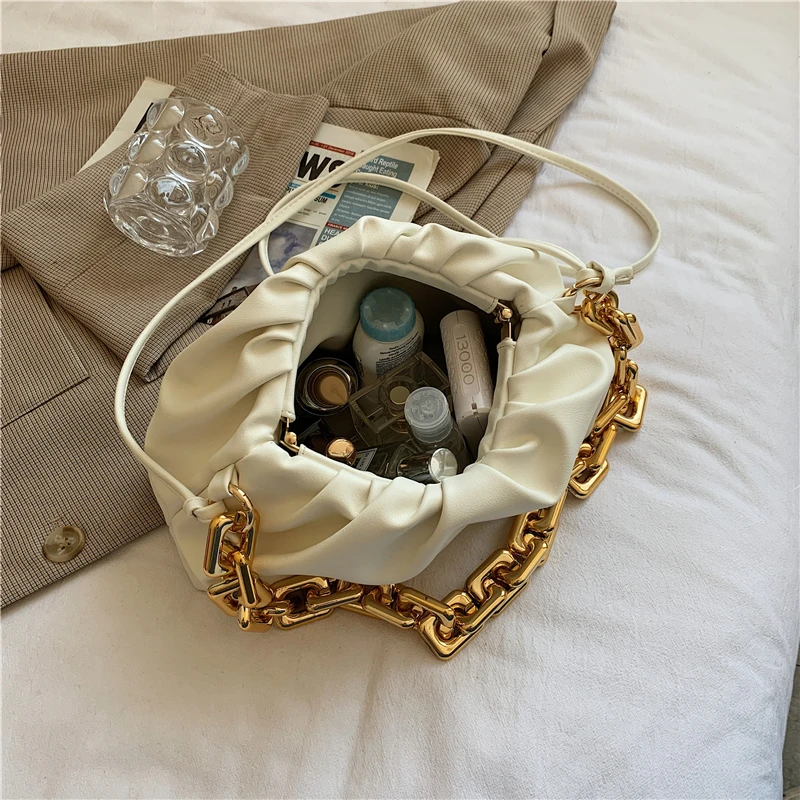 

Fashion Baguette Cloud Bag Leather Chain Shoulder Bag Luxury Brand Crossbody Bags for Women 2021 Handbags Designer Sac A Main