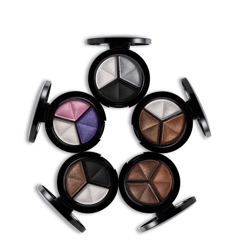 

3 Colors Eyeshadow Nude Cosmetics Shimmer Glitter Eye Shadow Palette Makeup Copper Bronzer Sliver Grey Metallic Smoky Cut Crease