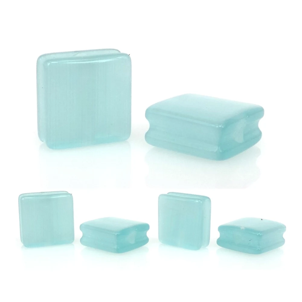 10 мм натуральный шелк квадратный камень из бисера TiffanyBlue кошачий глаз свободные