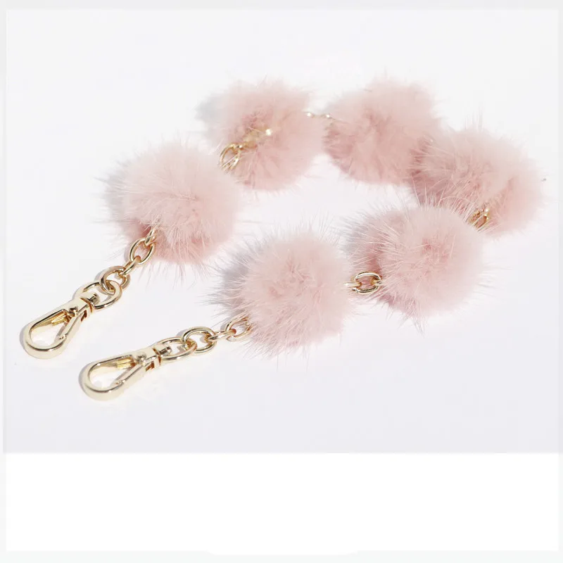 

Designer chain strap really mink fur Decoration gold metal chain handbag bag purse part replacement Accessories Hardware