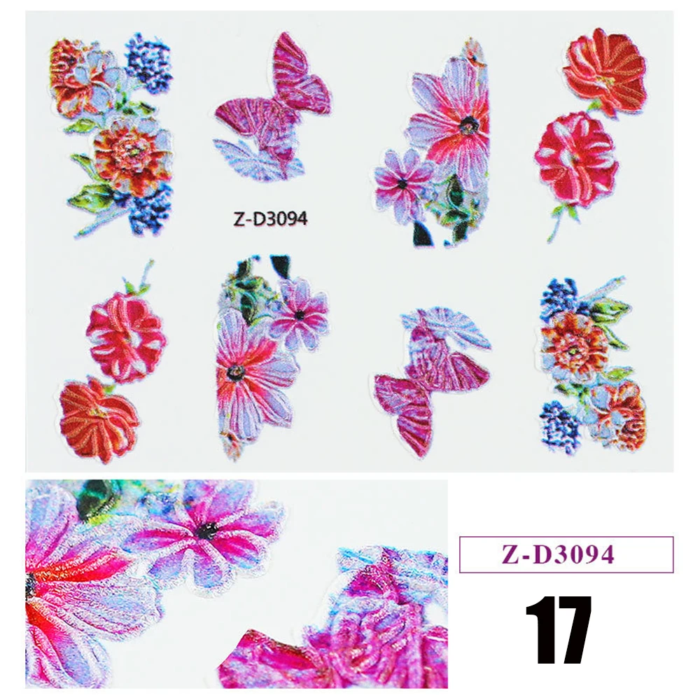 17 1pc 5D Acrylic Engraved Flower Nail Sticker Embossed Flower Water Decals Empaistic Nail Water Slide Decals 22 Styles DIY Nail Ar - Цвет: 17