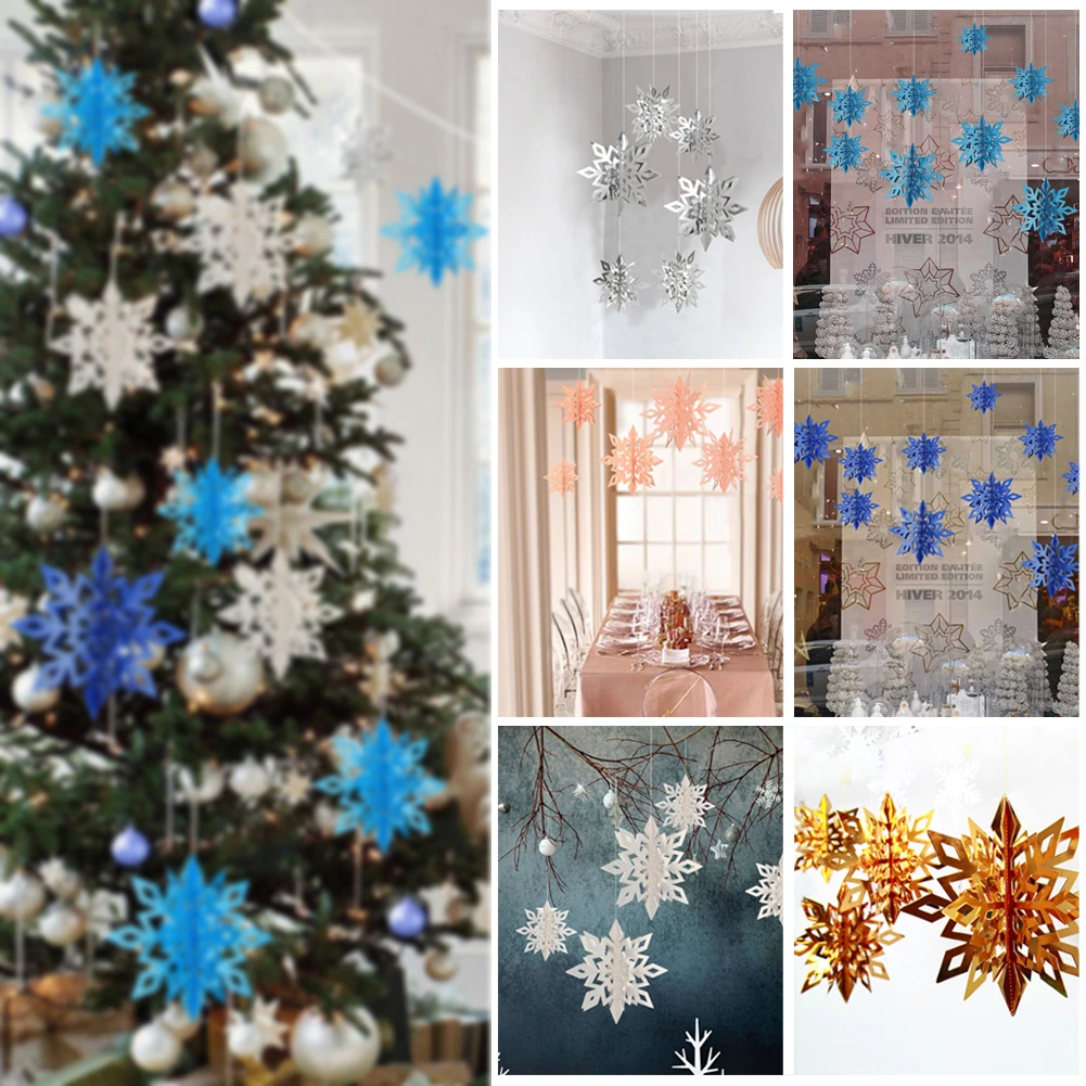 DIY 3D Snowflake Hanging Ornament Christmas Tree Decoration Brick String Pendant For Home Party | Дом и сад