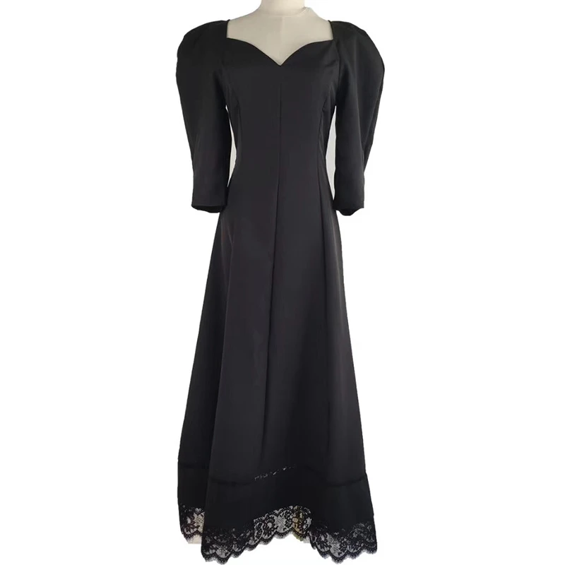 TWOTWINSTYLE лоскутное кружевное элегантное платье для женщин квадратный воротник