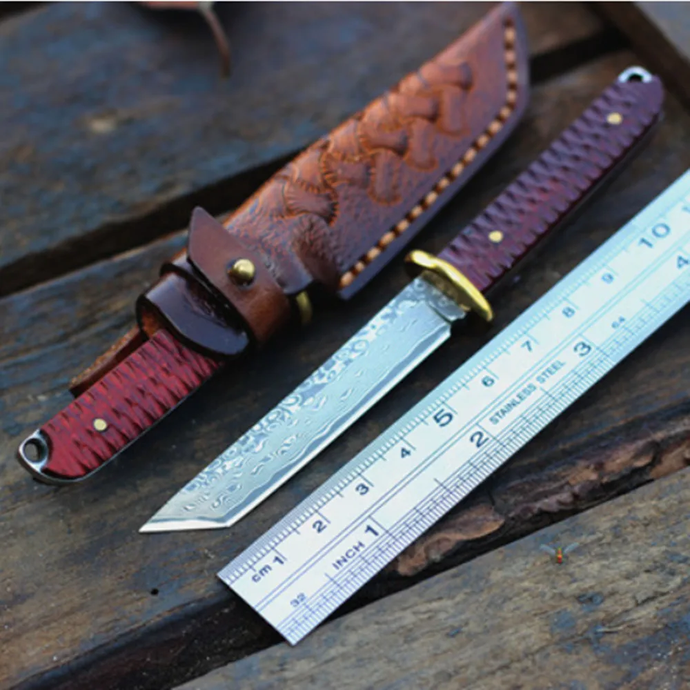 Японское Самурайское прямое лезвие из дамасской стали 60HRC дамасское узор острые