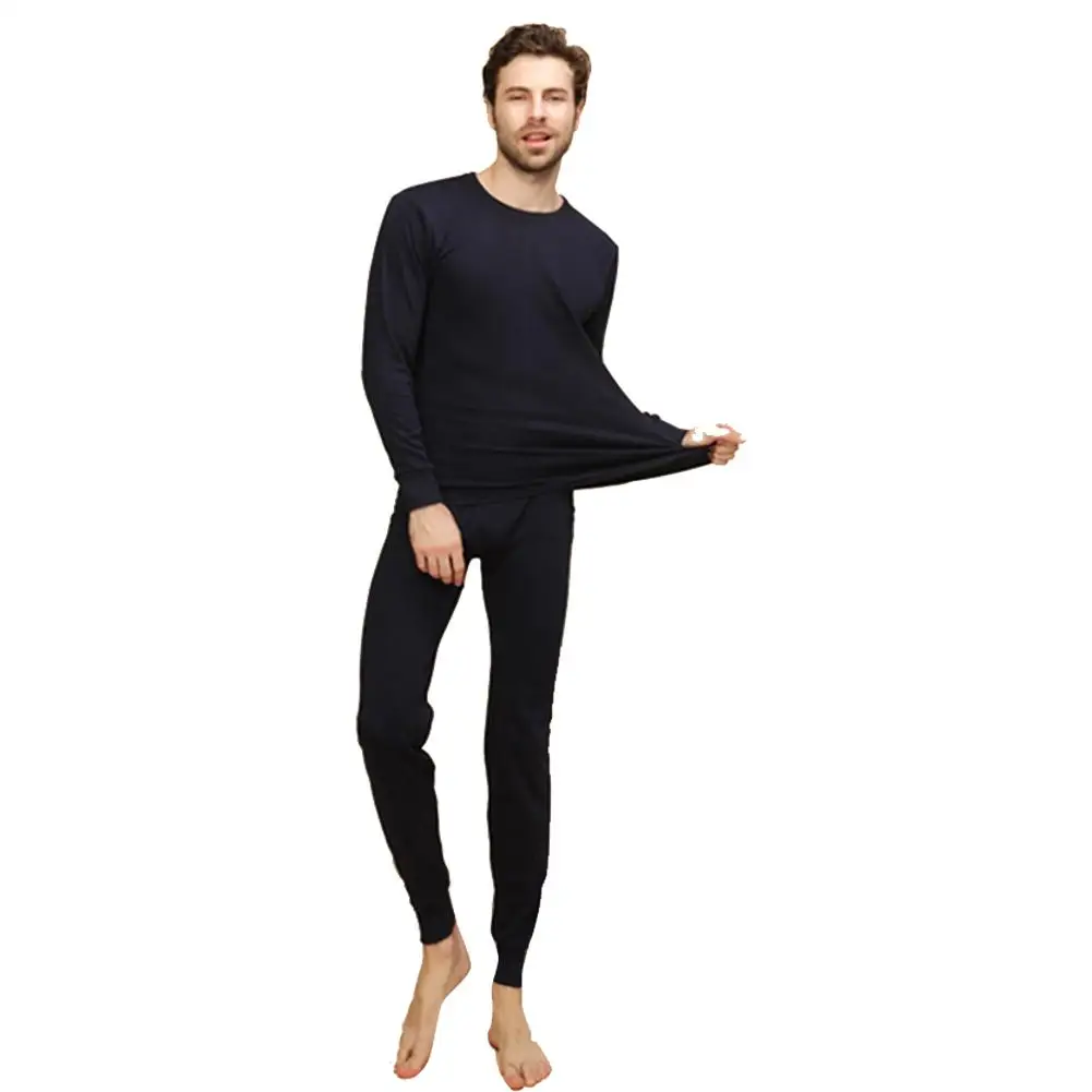 

Men Women Thermal Underwear Sets Solid Color Crew Neck Pure Cotton Thermal Underwear Suit Cotton Jersey for Winter Female Wear
