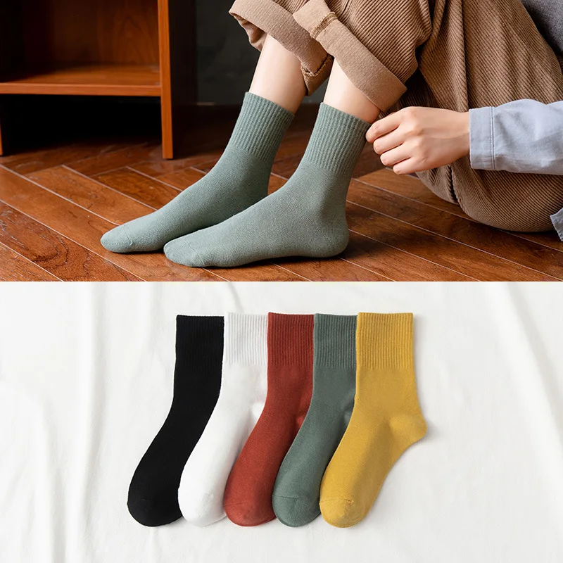 

5 пар, женские хлопковые короткие носки, Размеры 35-39