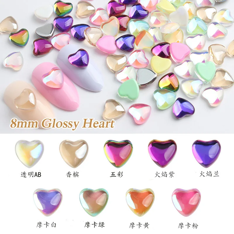 

8mm Heart Nail Rhinstones Mocha Color Stones Gems For DIY Nail Art Decoration Tips Nail Art Accessory