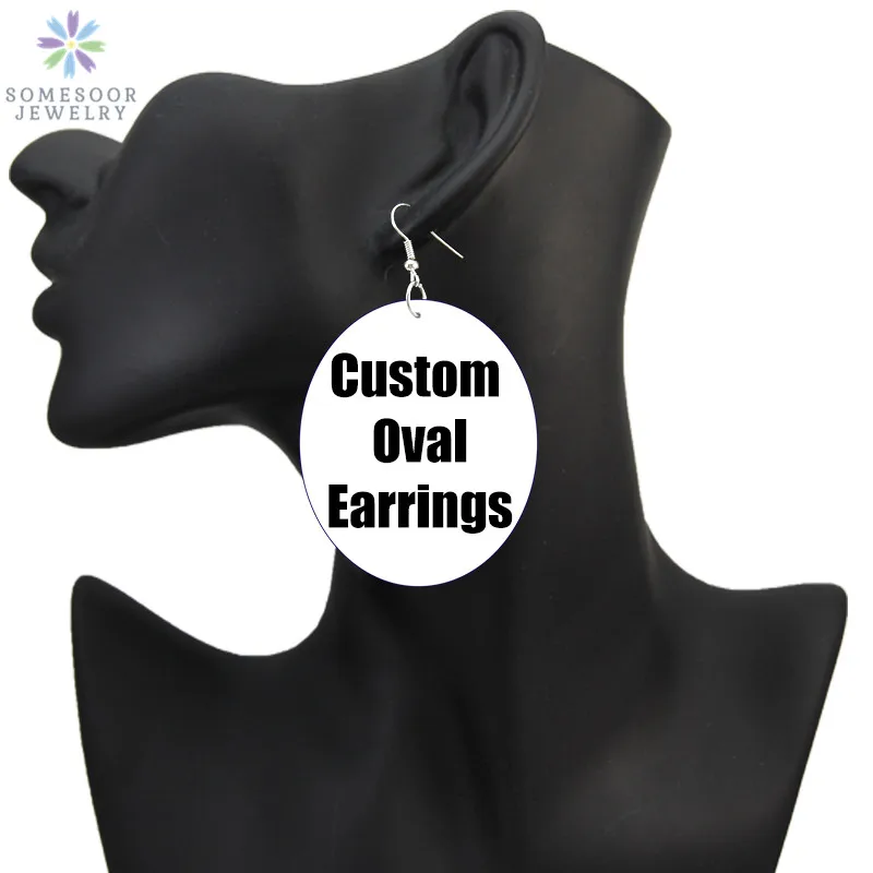 SOMESOOR персонализированные овальные деревянные серьги в виде капель с настенные