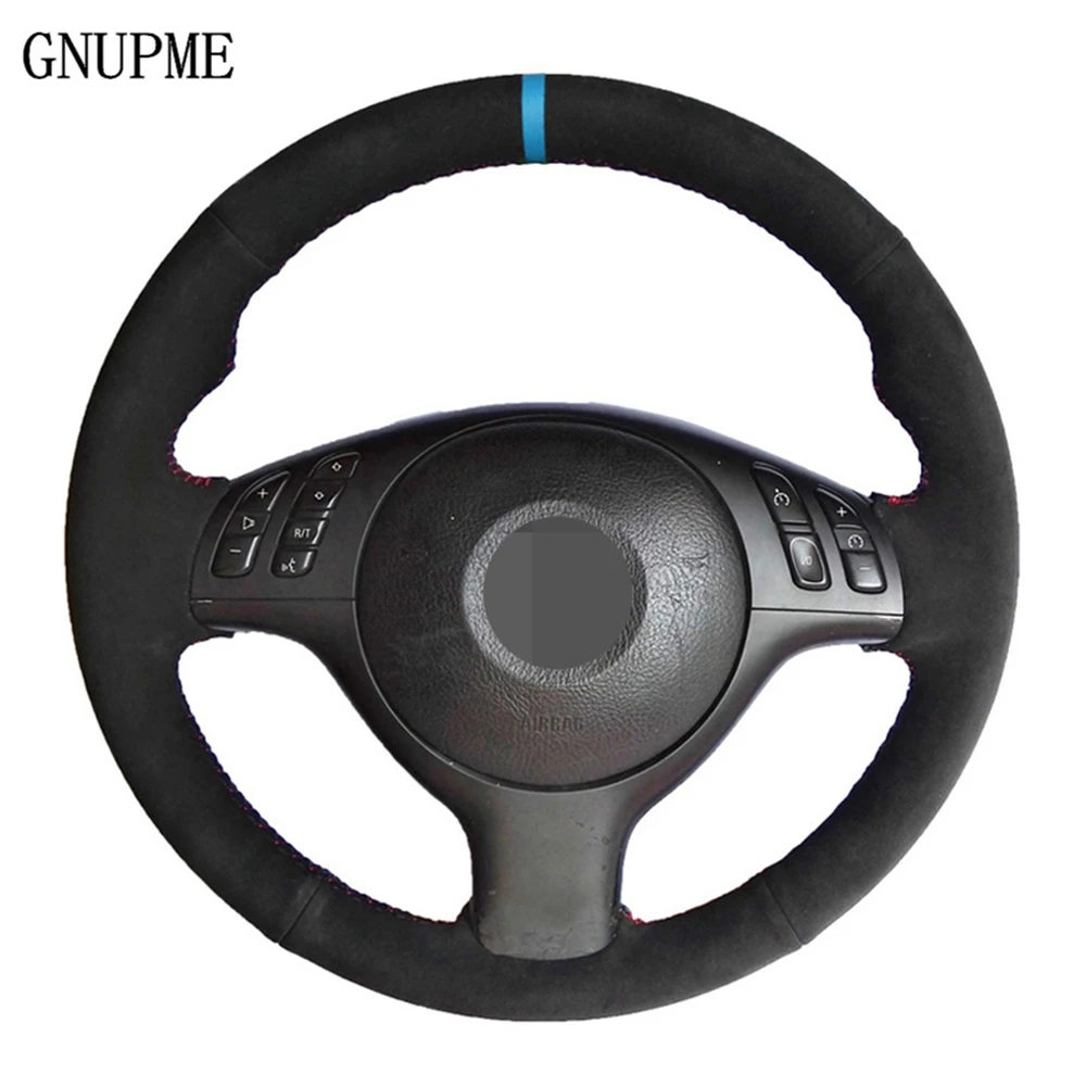 

Hand-stitched Black Suede Car Steering Wheel Cover For BMW M Sport 3 Series E46 330i 330Ci 5 Series E39 540i 525i 530i M3 M5