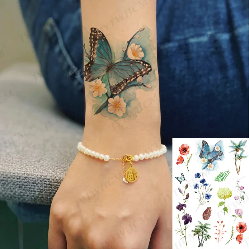 

Flora Temporary Tattoos Stickers Ankle Flash Fake Waterproof Tattoo Women Arm Chest Tattoo Stickers Body Art Arm Custom Tattoos
