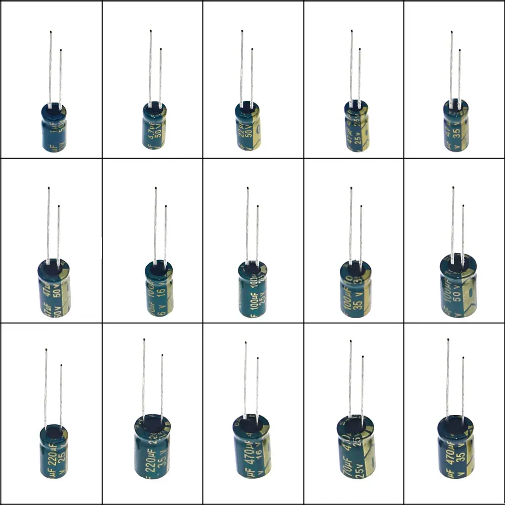 Набор алюминиевых электролитических конденсаторов 225 шт./кор. комплект 15