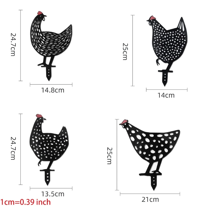 

5pcs Animal Rooster Stake Silhouette Art Fairy Garden Yard Home Decoration Outdoor Lawn Backyard Ornaments