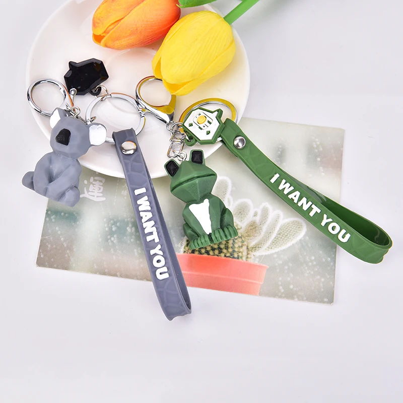 Милый модный брелок с динозавром лягушкой пандой мультяшный из ПУ креативная