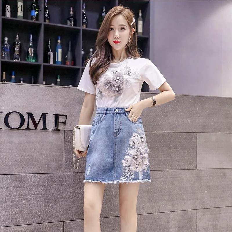 2021 летний комплект из двух предметов для женщин вышивка цветы бисером костюм