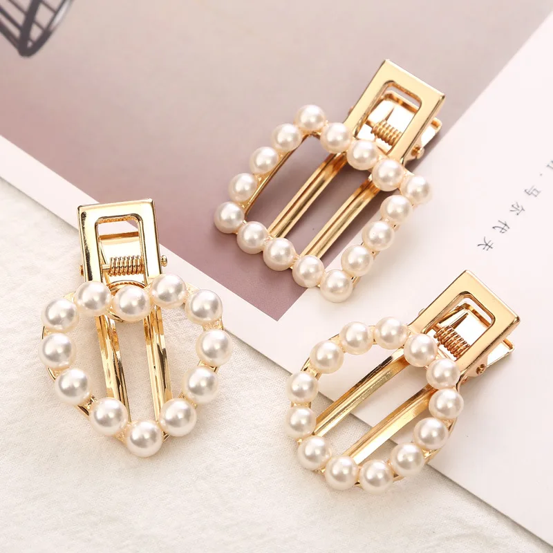 

Sweet Water Drop Pearl Hairpin for Lady Romantic Love Hairgrips Boutique Hair Accessories Young Girl Headdress Small Square Clip