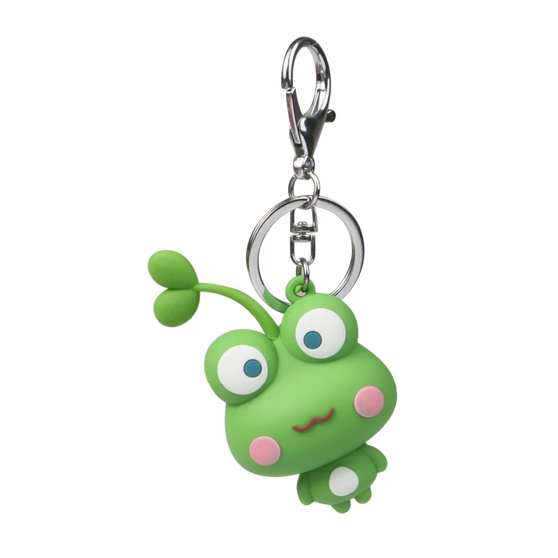 

Head Long Grass Bean Sprouts Animal Keychains PVC Key Chain Little Frog Yellow Duck Cute Ugly Schoolbag Pendant Keyring