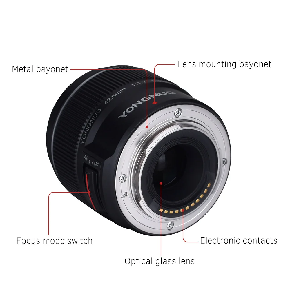 Объектив YONGNUO YN42.5mm F1.7M с большой диафрагмой AF/объектив MF стандартный объектив Prime
