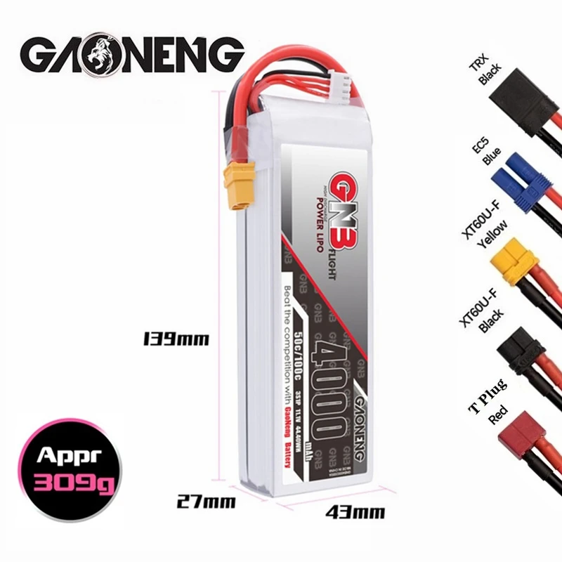 

3PCS/SET GNB HV 3S 4000mAh 11.1V Lipo Battery 50C/100C For FPV Drone RC Helicopter Car Boat UAV RC Parts With XT60 XT90 T Plug