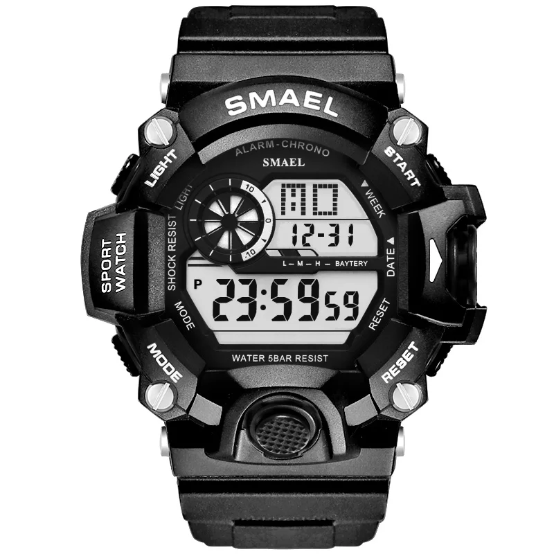 B1385-5 Мужские часы модные светодиодные цифровые часы SMAEL мужские спортивные часы водонепроницаемые relogio masculino белые цифровые военные часы - Цвет: B1385-5