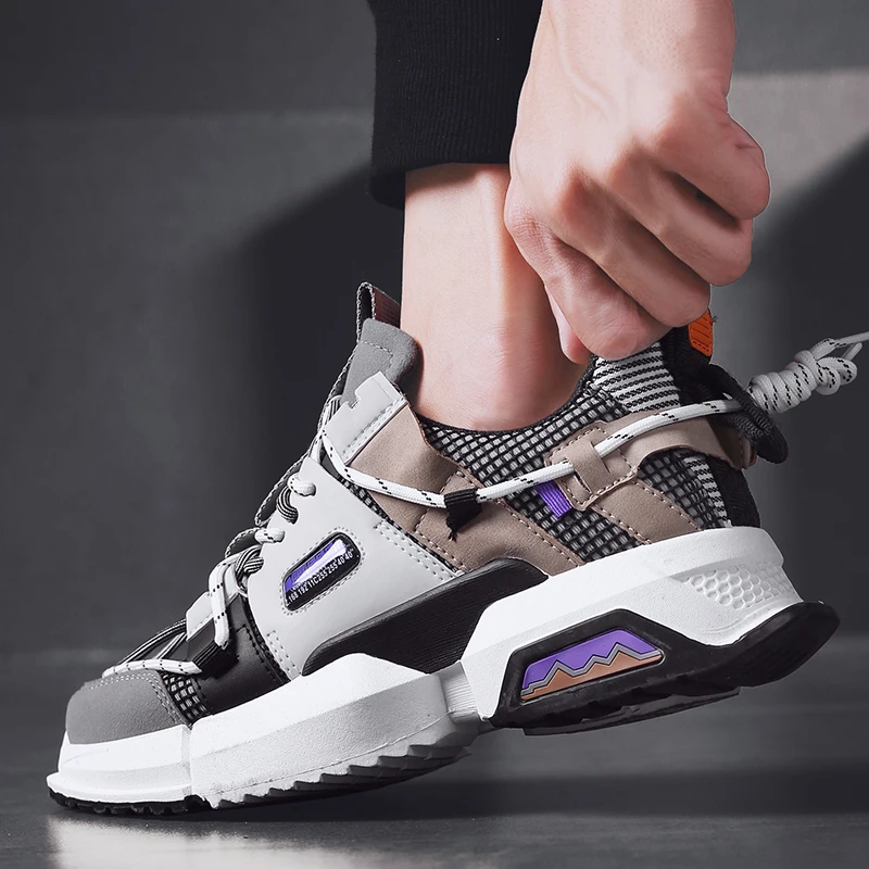 Мужские кроссовки легкие сникерсы из дышащего материала с сеточкой и шнуровкой