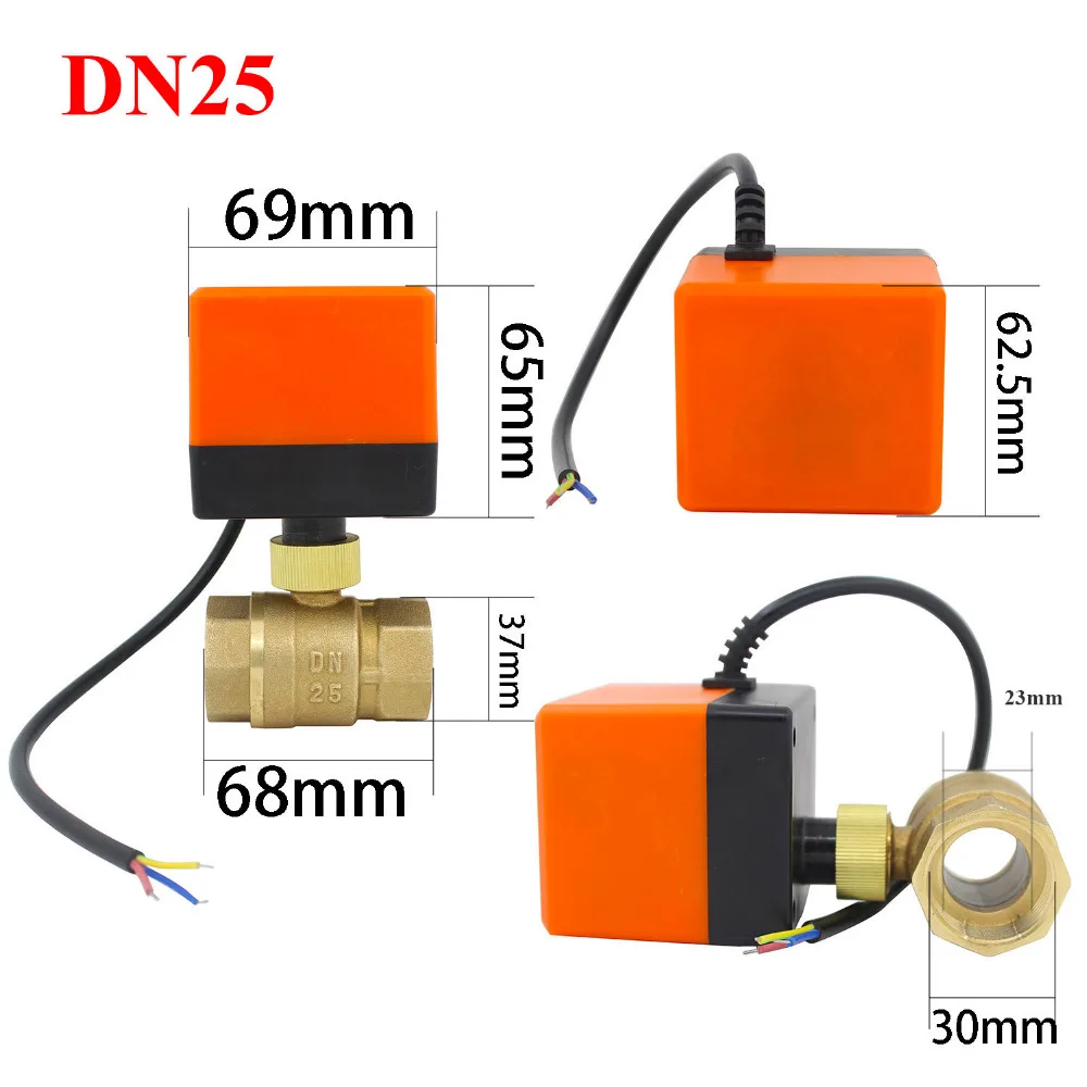 G1 дюйм AC220v DC24v DC12v Электрический моторизованный латунный шаровой клапан с