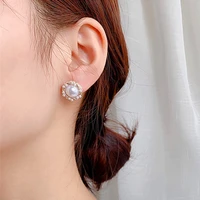 2021 new women elegant pearl earrings for women trendy party rose gold unusual earrings ladies fashion korean jewelry kolczyki