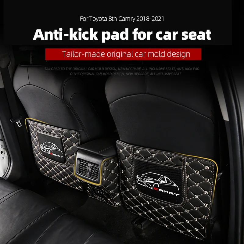 

Seat Kick Pad For Toyota 8th Camry 2018 Car Back PU Leather Protector Dust-Proof Mat Waterproof Children's