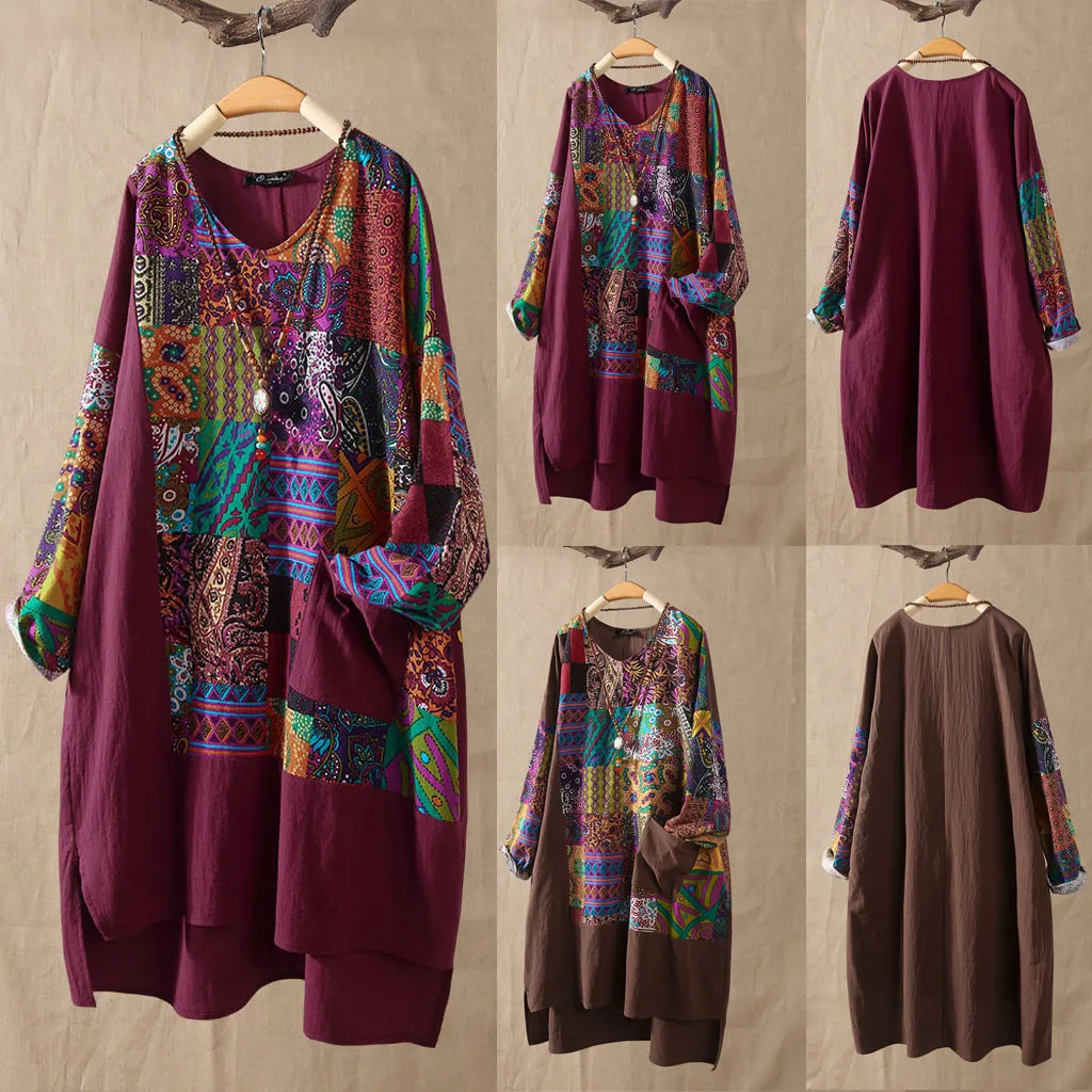 5xl размера плюс женская блузка с длинным рукавом модная Цветочная хлопковая