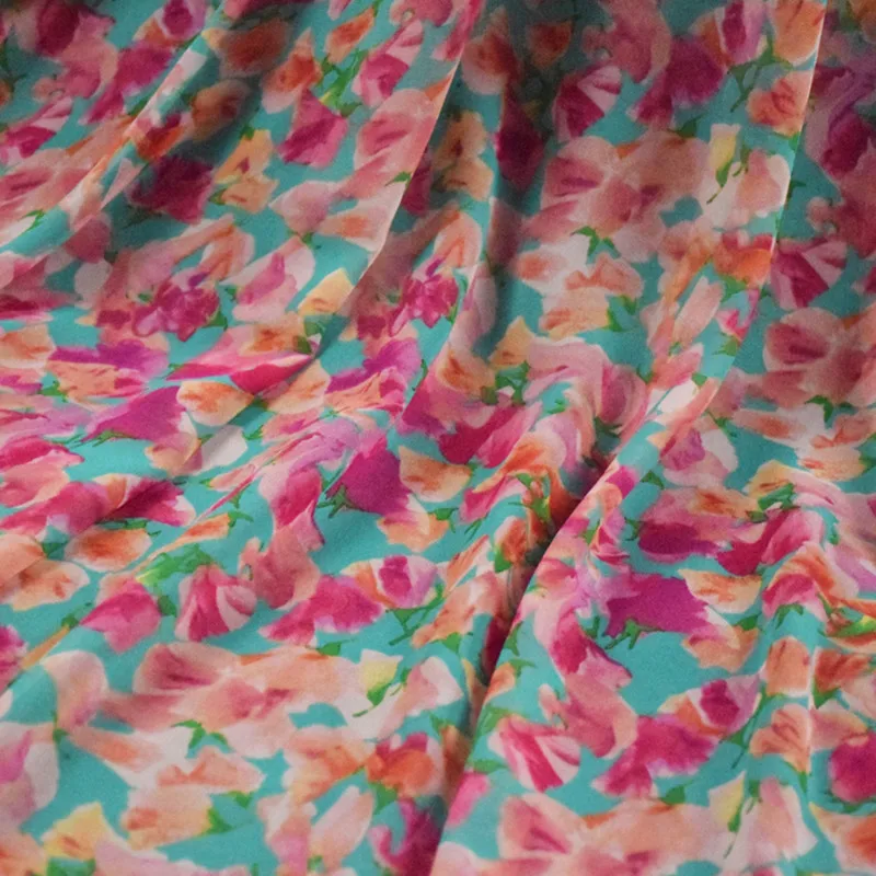 Половина метра зеленая красная с цветочным принтом Высококачественная