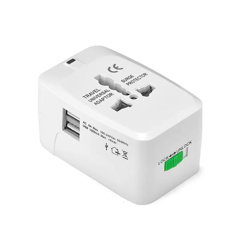 Универсальный адаптер с двумя выходами USB Европейский американский