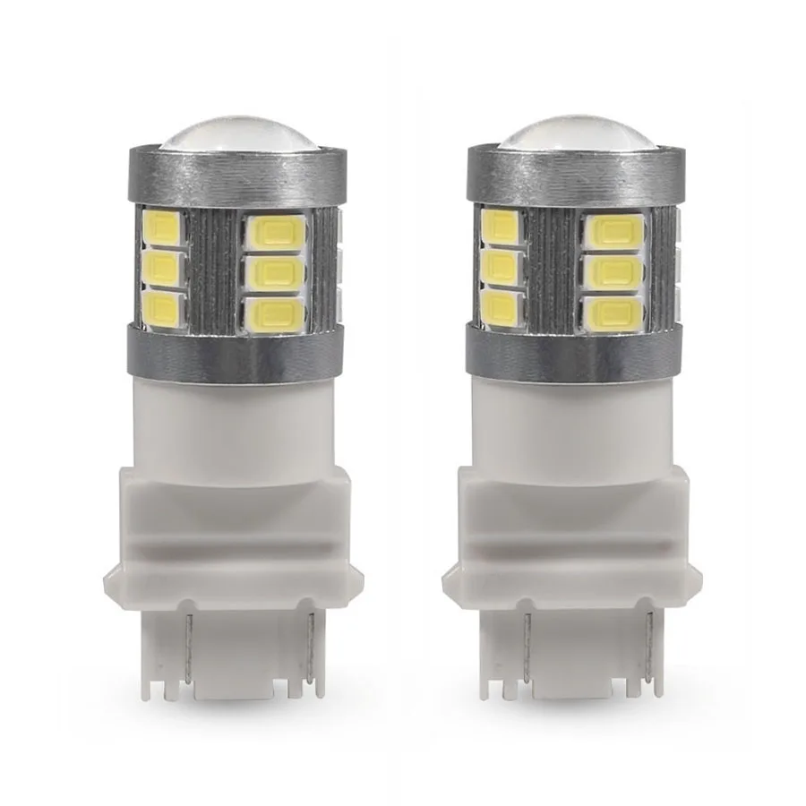 

NHAUTP 2Pcs Super Bright 3157 Bulbs T25 P27/7W LED Lamp Use For Car Tail Brake Lights DRL DHO 5630 18-Smd White 12-24V