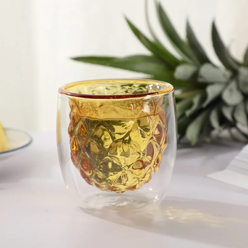 250 мл креативная кружка из ананаса с двойным стеклом современная простая чашка