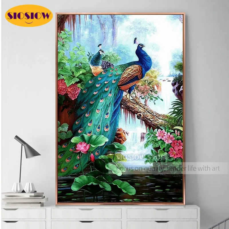 Набор для алмазной вышивки 5d сделай сам мозаика из страз с синим павлином