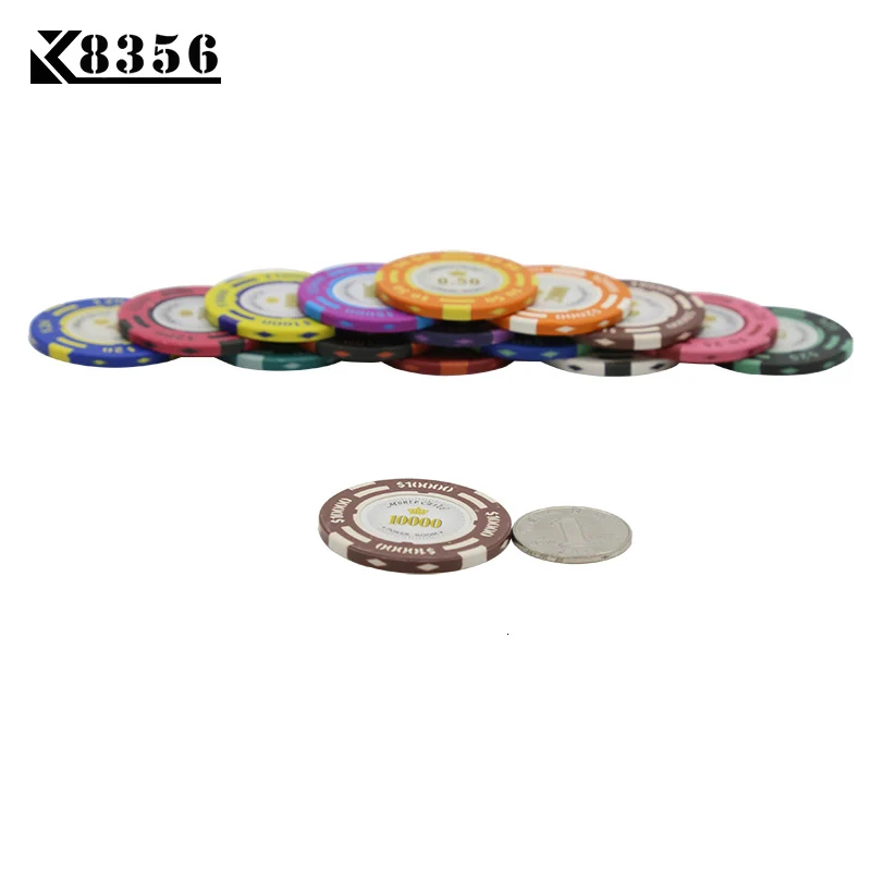 K8356 25 шт./лот 14 г двойной цвет USD пленка глина Техасский Холдем чип покерные игровые карты чипы маджонг баккарат монета баккарат чипы
