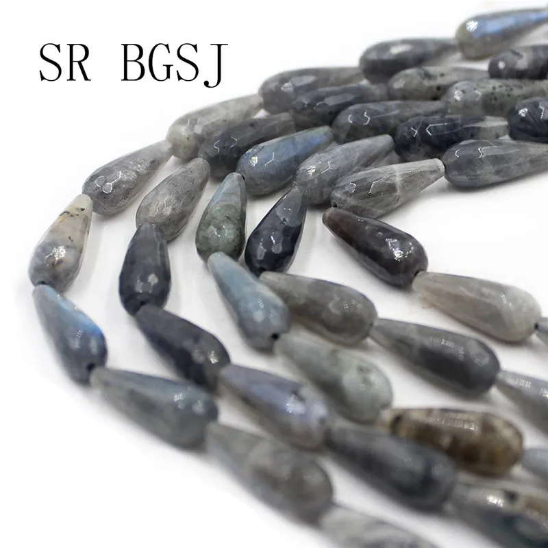 Free Shipping 8x20mm Faceted Gray Labradorite Gems Teardrop Drop Natural Stone Beads Strand 15" | Украшения и аксессуары
