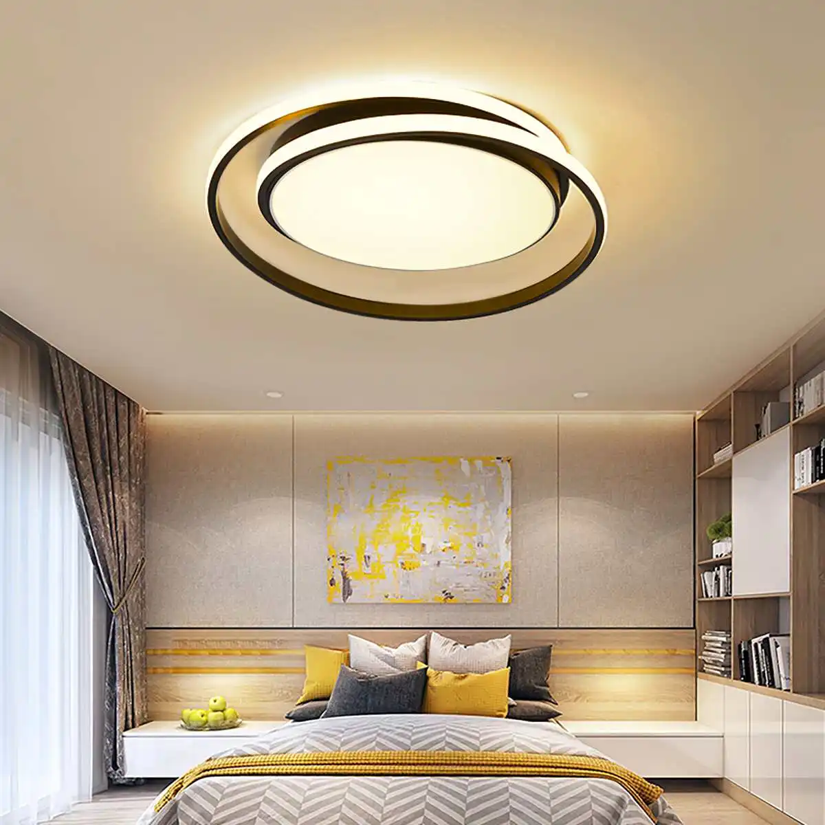 

38W LED Ceiling Light Fixture Black Ring Modern Ceiling Lamp Home Living Room Decoration Surface Mounted Indoor Lighting 45X5CM