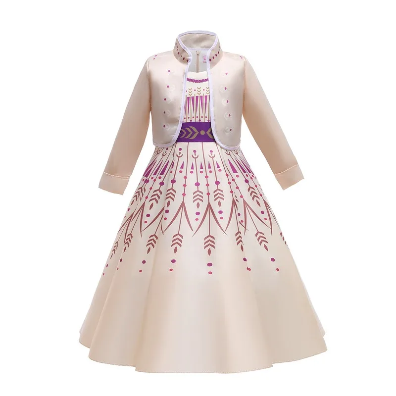 Frozen Dress + Jacket Anna Elsa Child Gilr Original Anime Cosplay Costume Height 100-150cm Christmas Child Birthday Gift