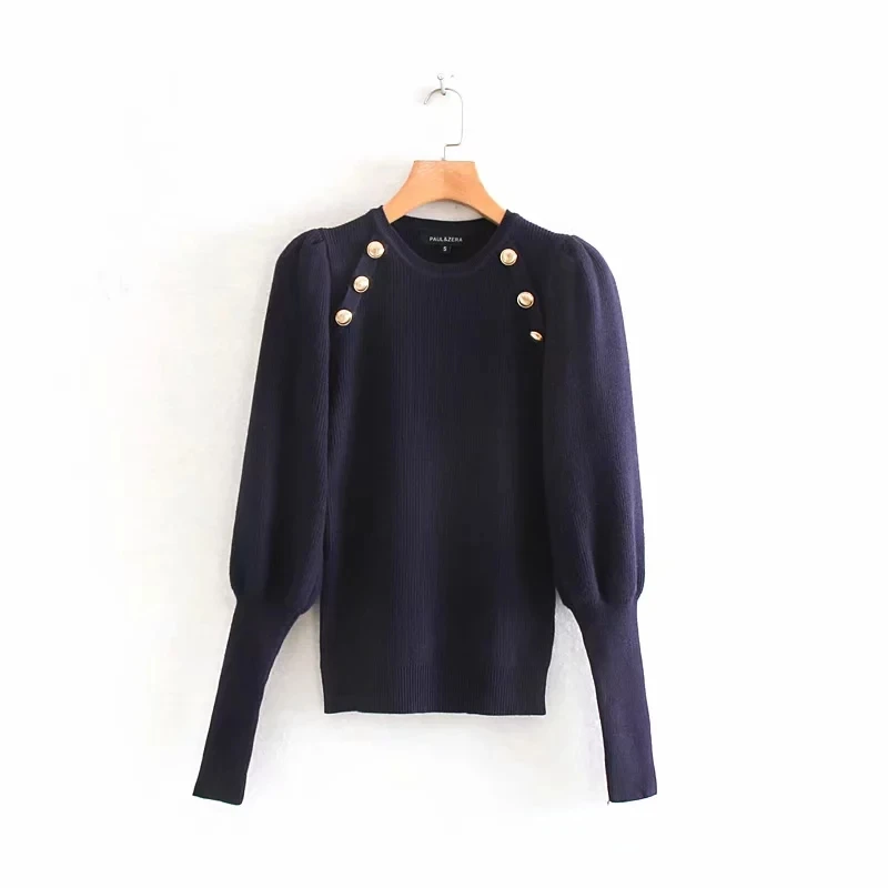 Женский винтажный вязаный свитер черный белый Повседневный пуловер с круглым