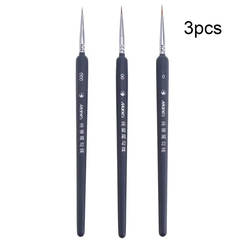 3pcs 000 00 0 5 шт набор миниатюрных кистей для рисования, профессиональная нейлоновая кисть, акриловая краска, тонкие ручки, товары для рукоделия, ручная краска ed A3 - Цвет: 3pcs 000 00 0