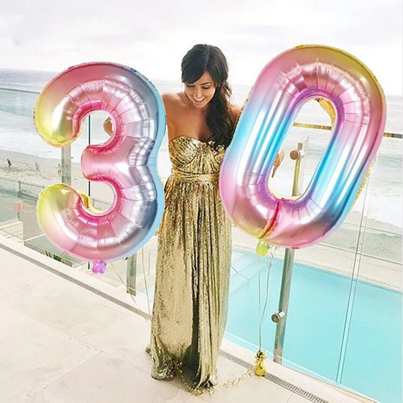 Украшение для торта в виде цифр золотое воздушный шар &quotКонфетти&quot 30 40 60 50 на