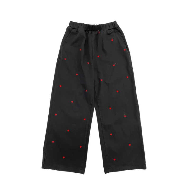 

ZCSMLL Tooling wide-leg pants women summer Korean Japanese retro love printing loose couple casual straight trousers