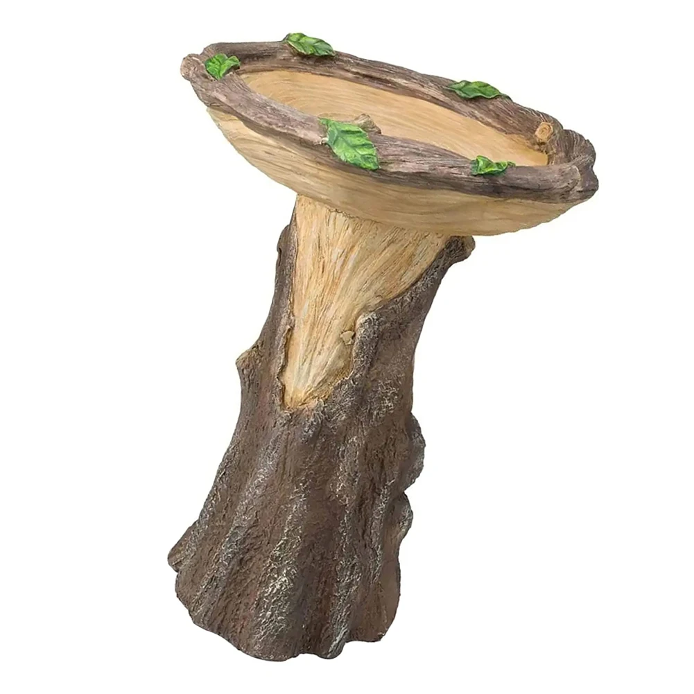 

Weatherproof Fairy Garden Birdbath Resin Bird Bath Feature Garden Ornaments With Miniature Fairy House Hand-Painted Wood-Look
