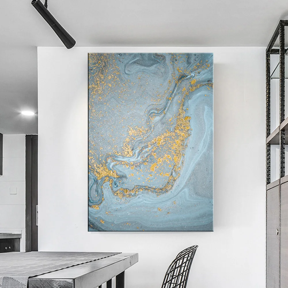 

Nordic Colorful Blue Scandinavian Poster Modern Abstract Canvas Painting Wall Art Print Pictures for Living Room Home Cuadrosr