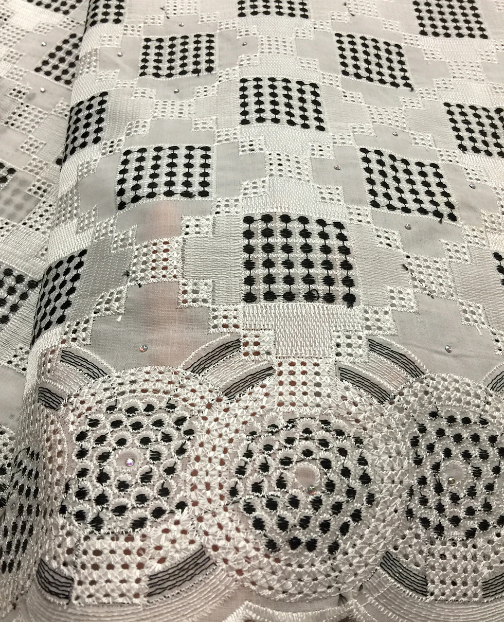 Новейшая белая и черная Высококачественная швейцарская вуаль кружевная ткань 2019